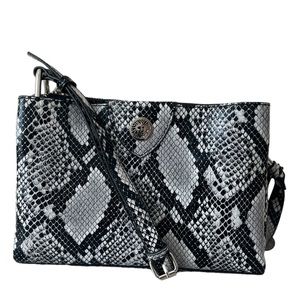 Anne Klein Black & Gray Snakeskin Crossbody Bag